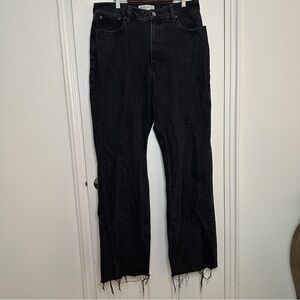 ABERCROMBIE Curve Love 90's Relaxed Jeans High Rise Black Fray Hem Size 12 / 31